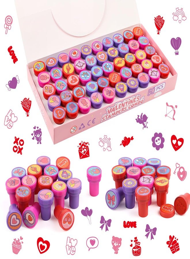JOFONY 50pcs Valentine's Day Stampers,Self Inking Stamps Valentine's Day Classroom Exchange for Valentine Goody Bag Fillers - Image 4